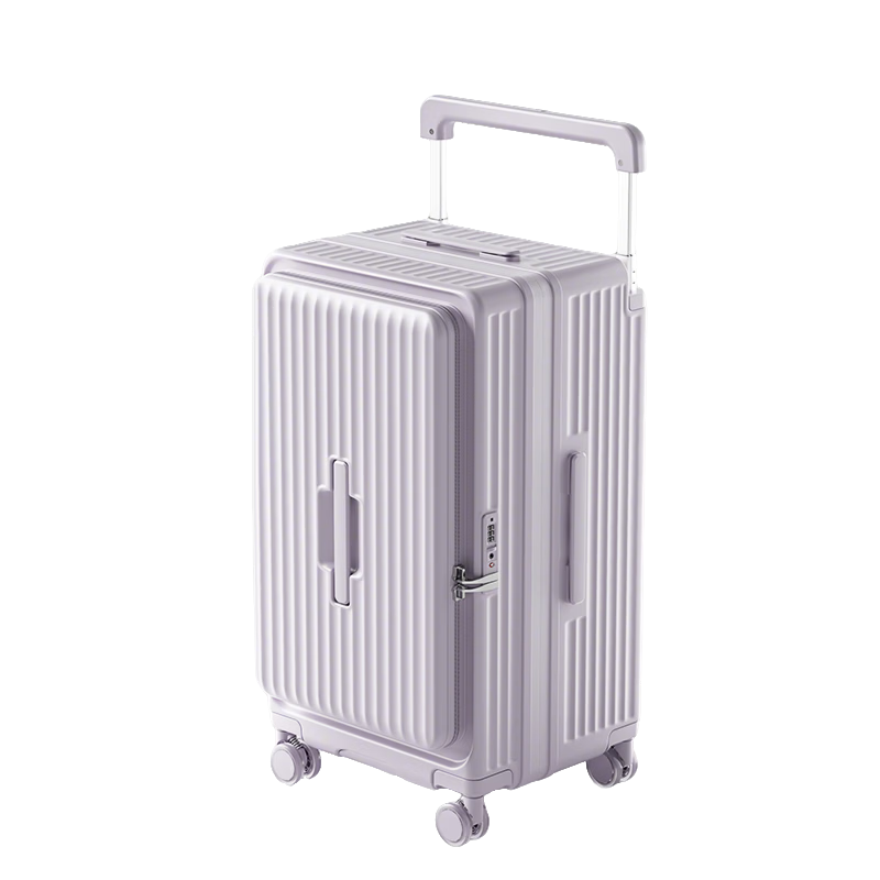 LUSIDI Large Capacity Luggage Women Wide Trolley Travel Suitcase Expandable Password Lock Men Light Purple 26 Inch