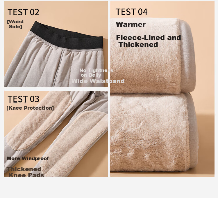 Langsha Women's Thermal Pants Fleece Lined Thickened 100% Wool Knee Protection Autumn Winter Plus Size Extra Thick Cold Resistant Cotton Leggings 19