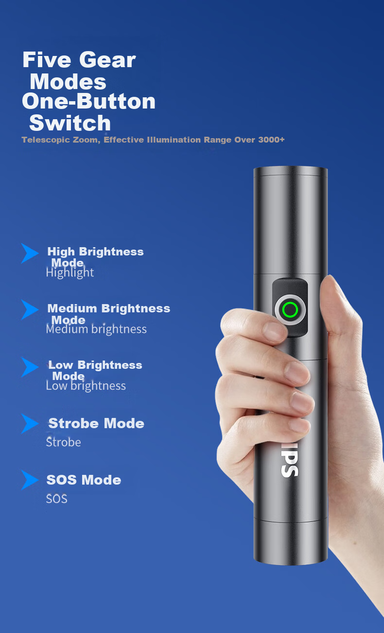 PHILIPS Ultra-Bright Flashlight 200000 Lumens Compact Outdoor Home Use Long Battery Life Patrol Light Model 5188 5