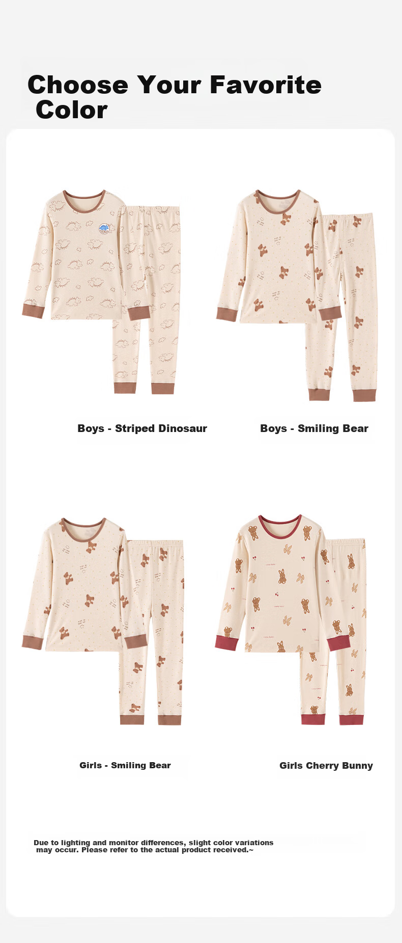 Dingguagua Natural Colored Cotton Children's Autumn Long Johns Set 100% Cotton Thermal Underwear Girls Cotton Sweater 6122 170 13