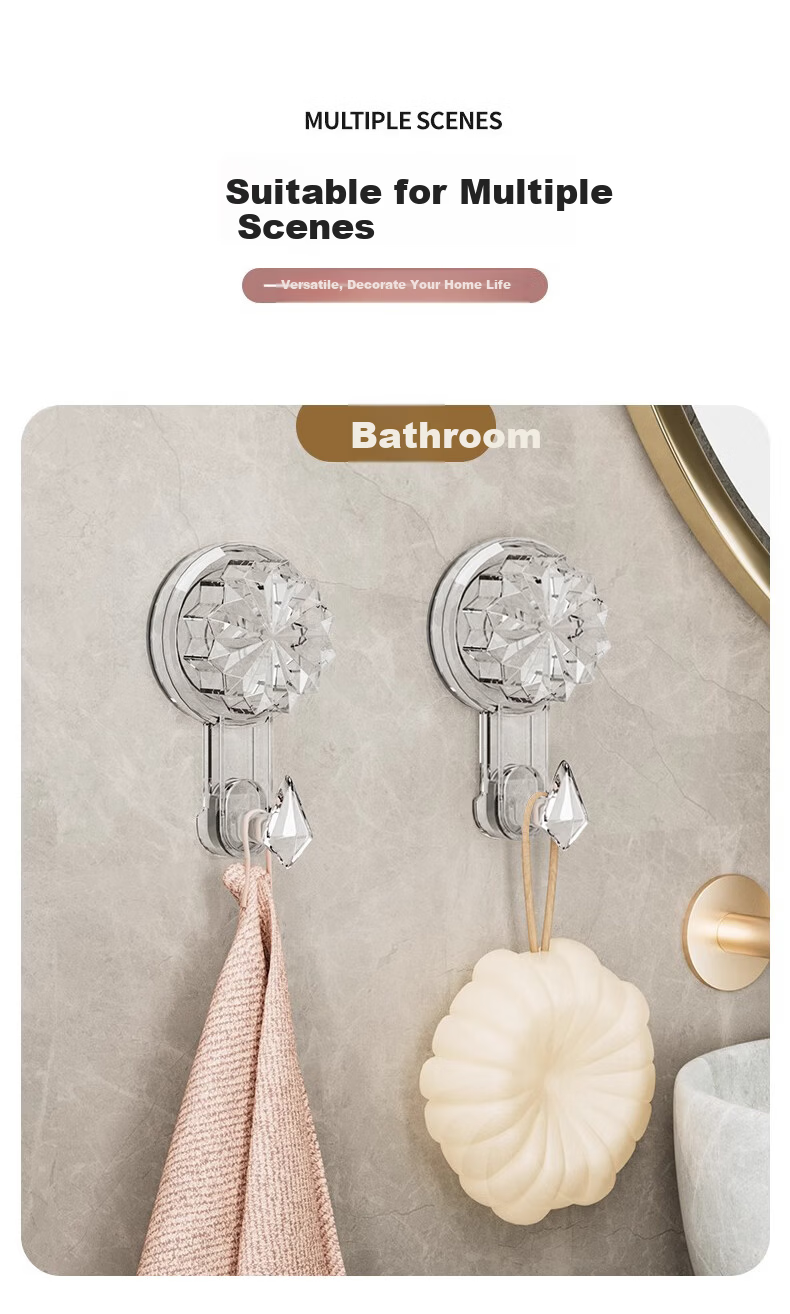 Bahainiao Vacuum Suction Cup Hook, No Drilling Required, Strong Load-Bearing, Bathroom Adhesive Hook, Door-Back Wall-Mounted Kitchen Hook 9