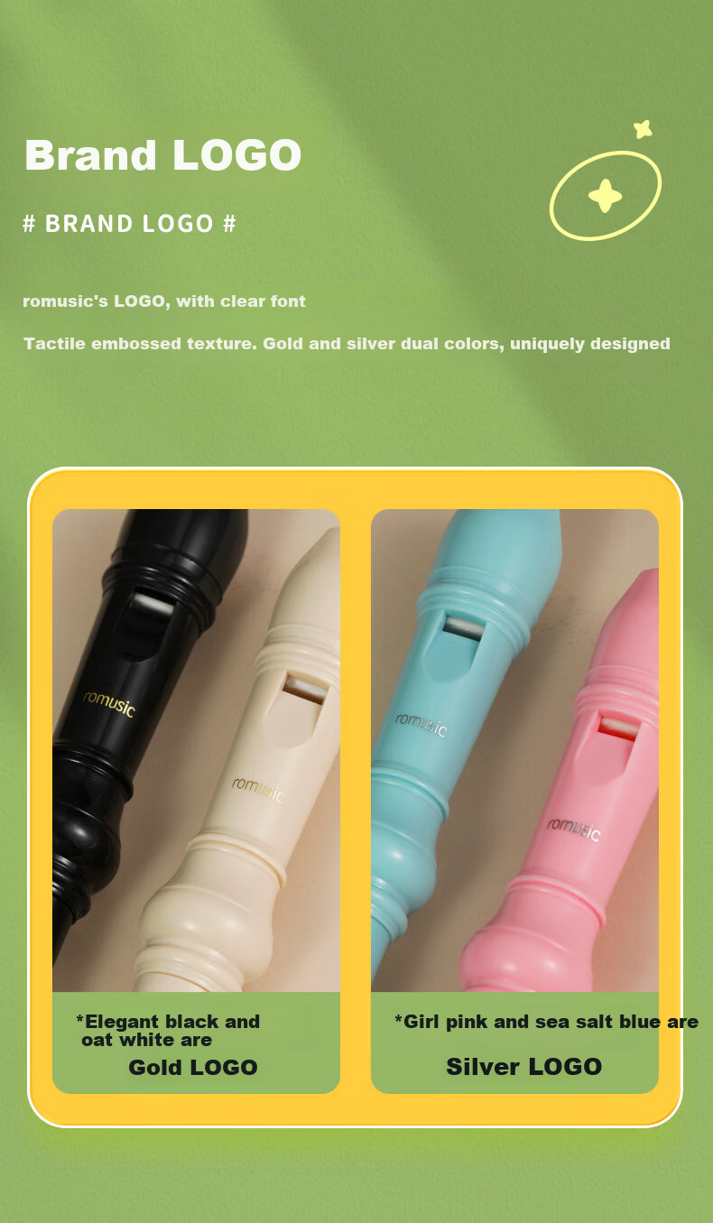 Romusic Recorder German Style Soprano C Key 8-Hole Student Children's School Designated Ivory White Beginner Flute 8