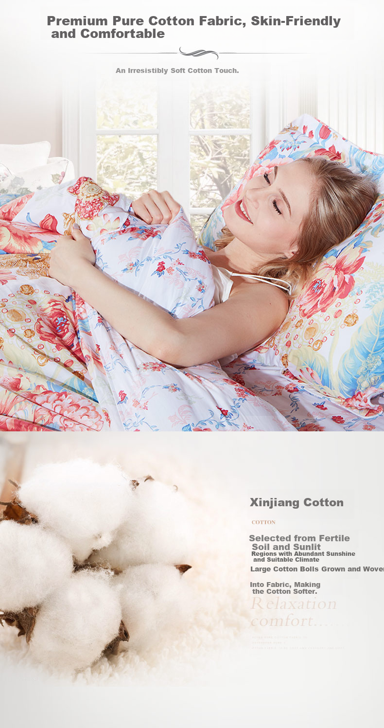 FUANNA Pure Cotton Single Bed Sheet, All-Cotton Antibacterial Bedding, Double Extra Large 1.8m/2m Bed (260*240cm), Cloud Patter 3