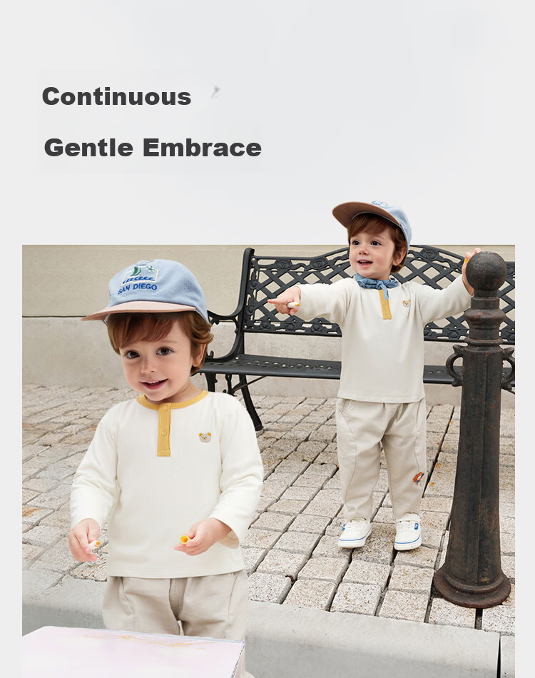 BALABALA 2-Pack Kids' Long Sleeve Cotton T-Shirts Boys Girls Basic Baby Tops Simple Fresh Style 3