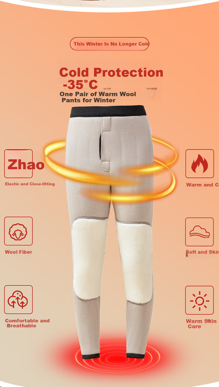 LangSha Autumn New Men's Cotton Pants Winter Thickened Fleece Warm Leggings Extra Thick Knee Protection Middle-aged Wool Pants Northeast Style 8