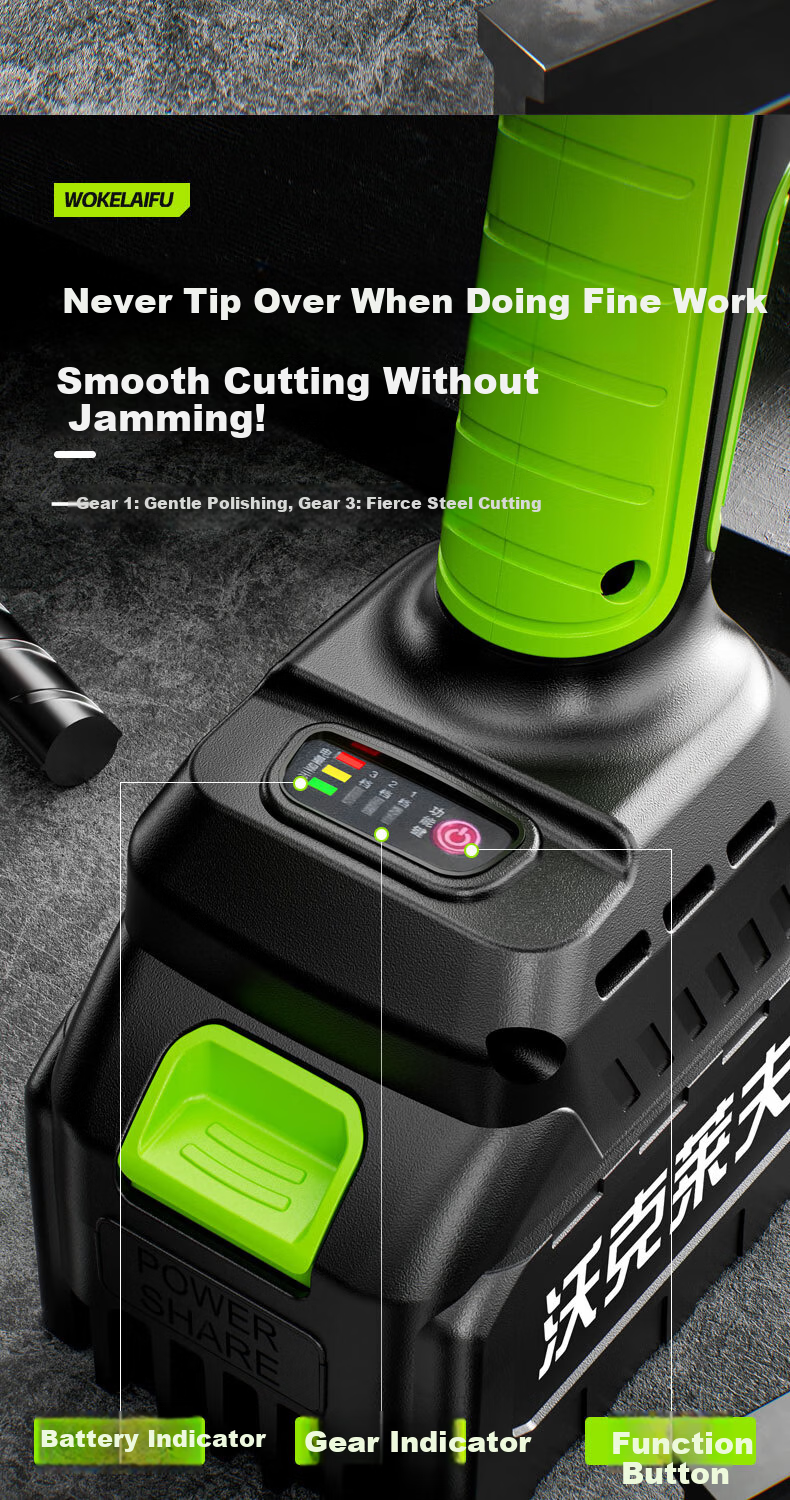 Woklife 21V Brushless Lithium Battery Cordless Angle Grinder Multi-Function Cutting Polishing High-Power Angle Polisher 9
