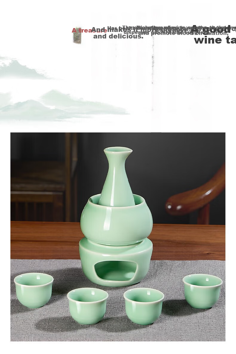 Yachihiko Warm Wine Pot Set Chinese Vintage Style Household Yellow Wine Warmer 2