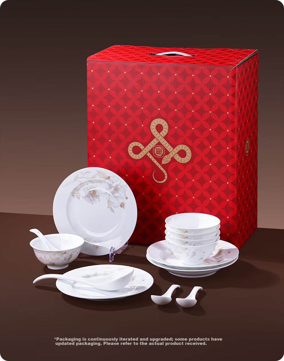 JDZ Ceramic Tableware Set Luxury High-End Bowls and Plates Full Set Home Housewarming New Year Gift for Leaders Qingxiang Heyun 17