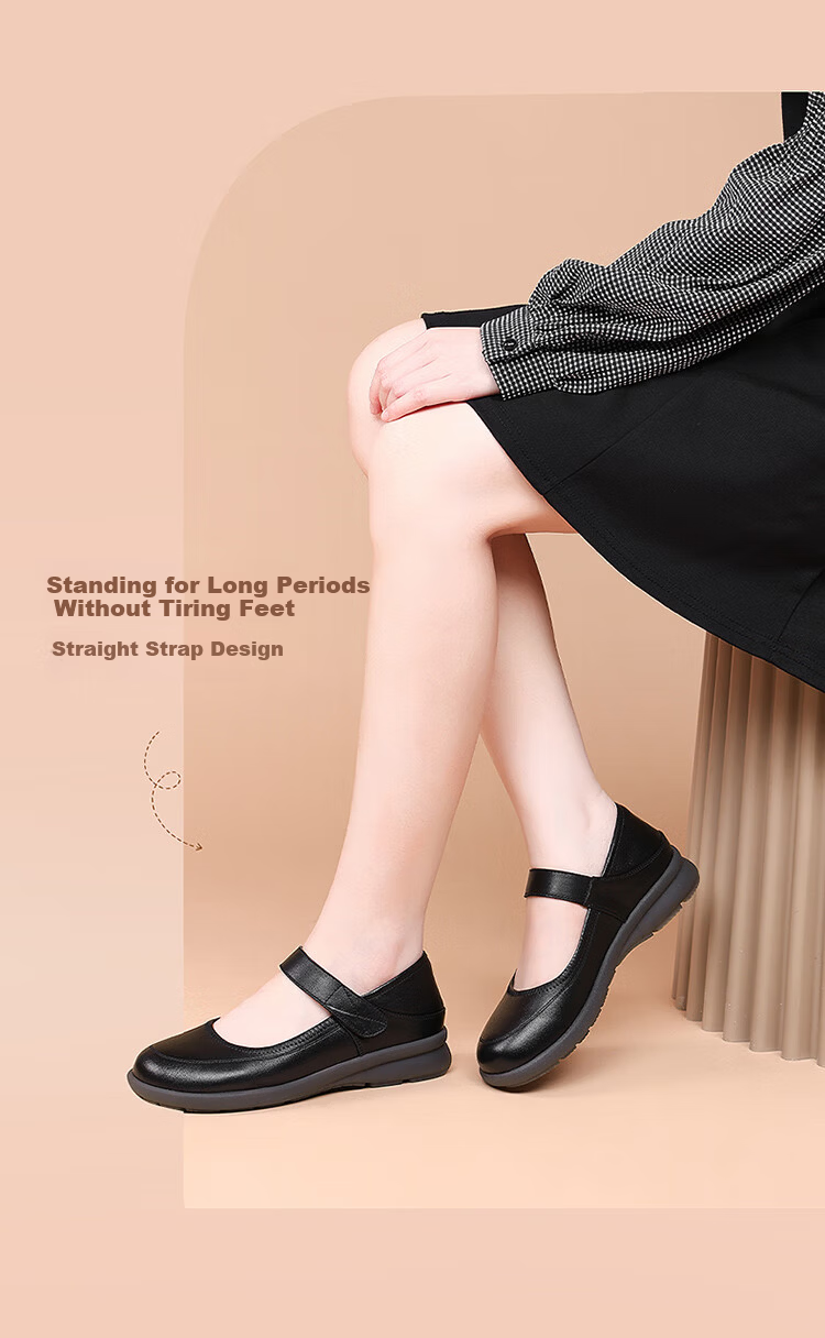Red Dragonfly Women's New Magic Tape Fashion Mary Jane Shoes Versatile Lightweight Low-Cut Flats WTB354081 Black Size 37 3