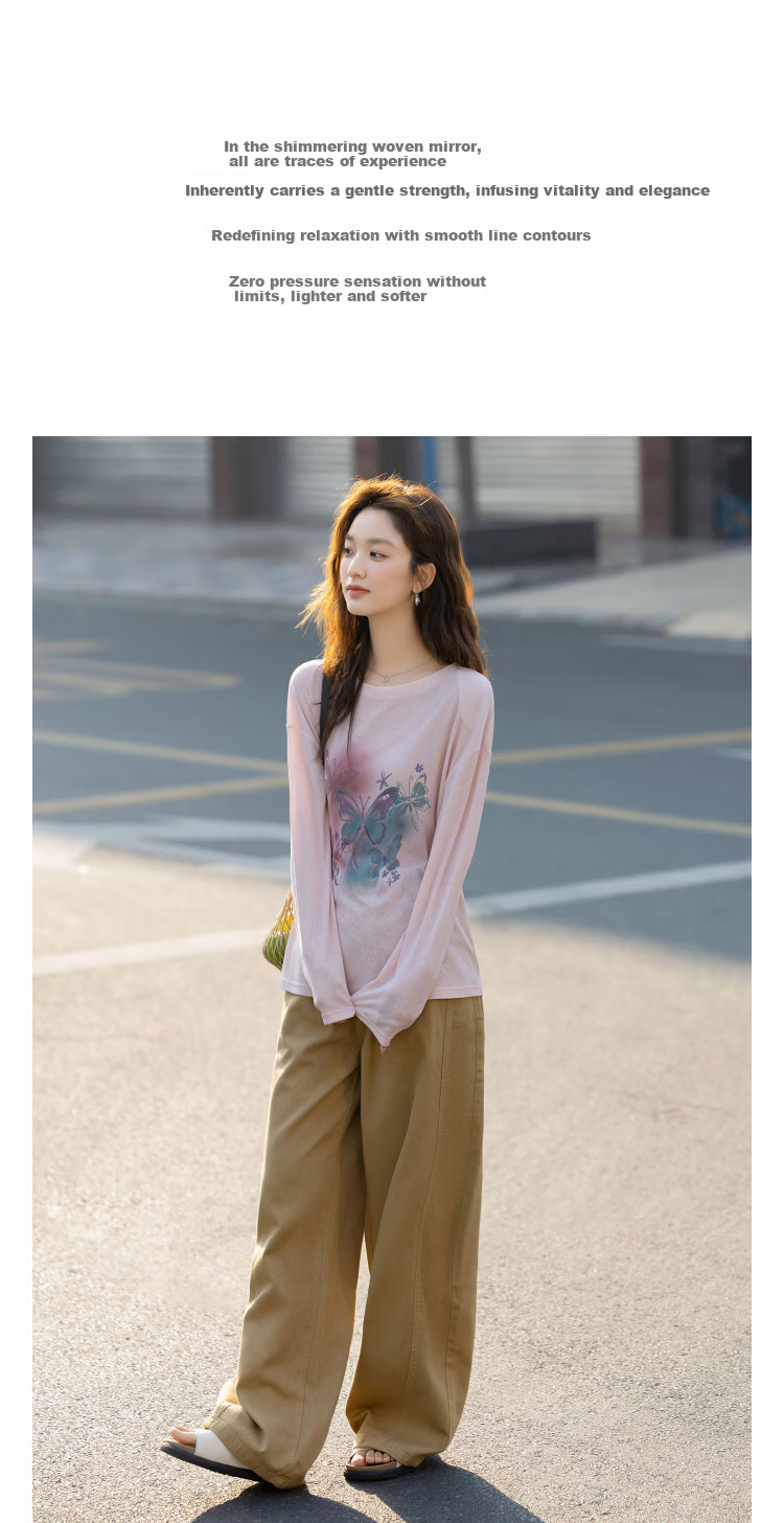 Demana Butterfly Gradient Summer Lazy Hazy Matte Texture Printed Loose Slimming Conceal T-Shirt for Women Premium Feel 2