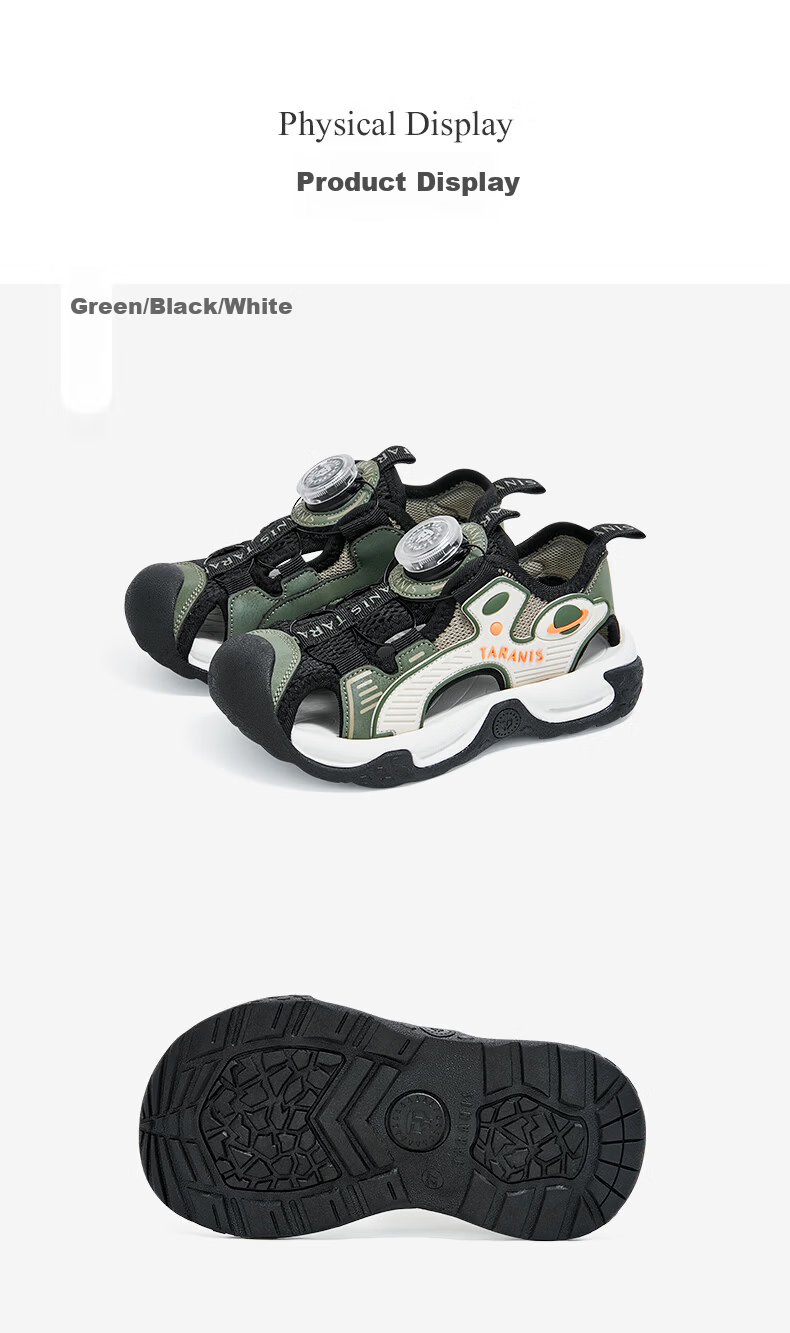 TARANIS Kids Summer Sandals New Boys Girls Non-Slip Anti-Collision Knob Buckle Breathable Sports Creek Shoes Gray Size 27 6