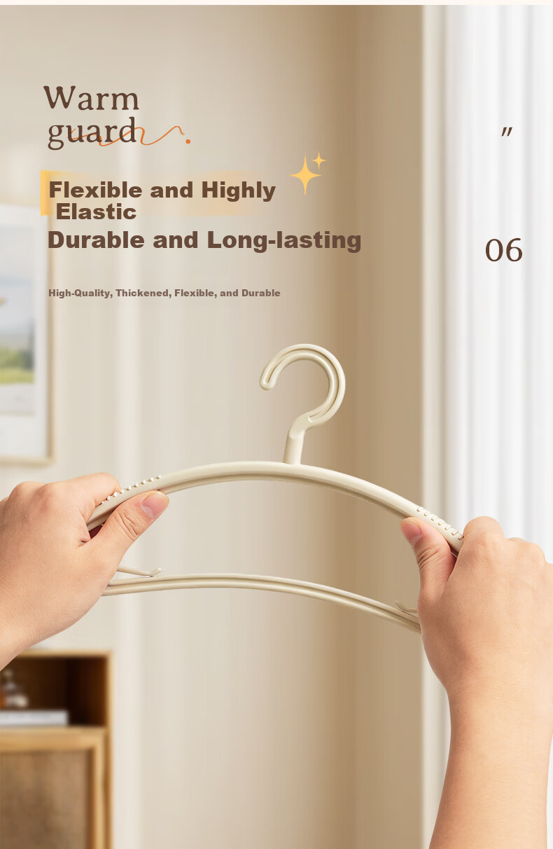 Baicaoyuan Non-Marking Clothes Hangers, Anti-Slip Wide Shoulder Thickened Hangers, Household Milk White 20-Pack 12