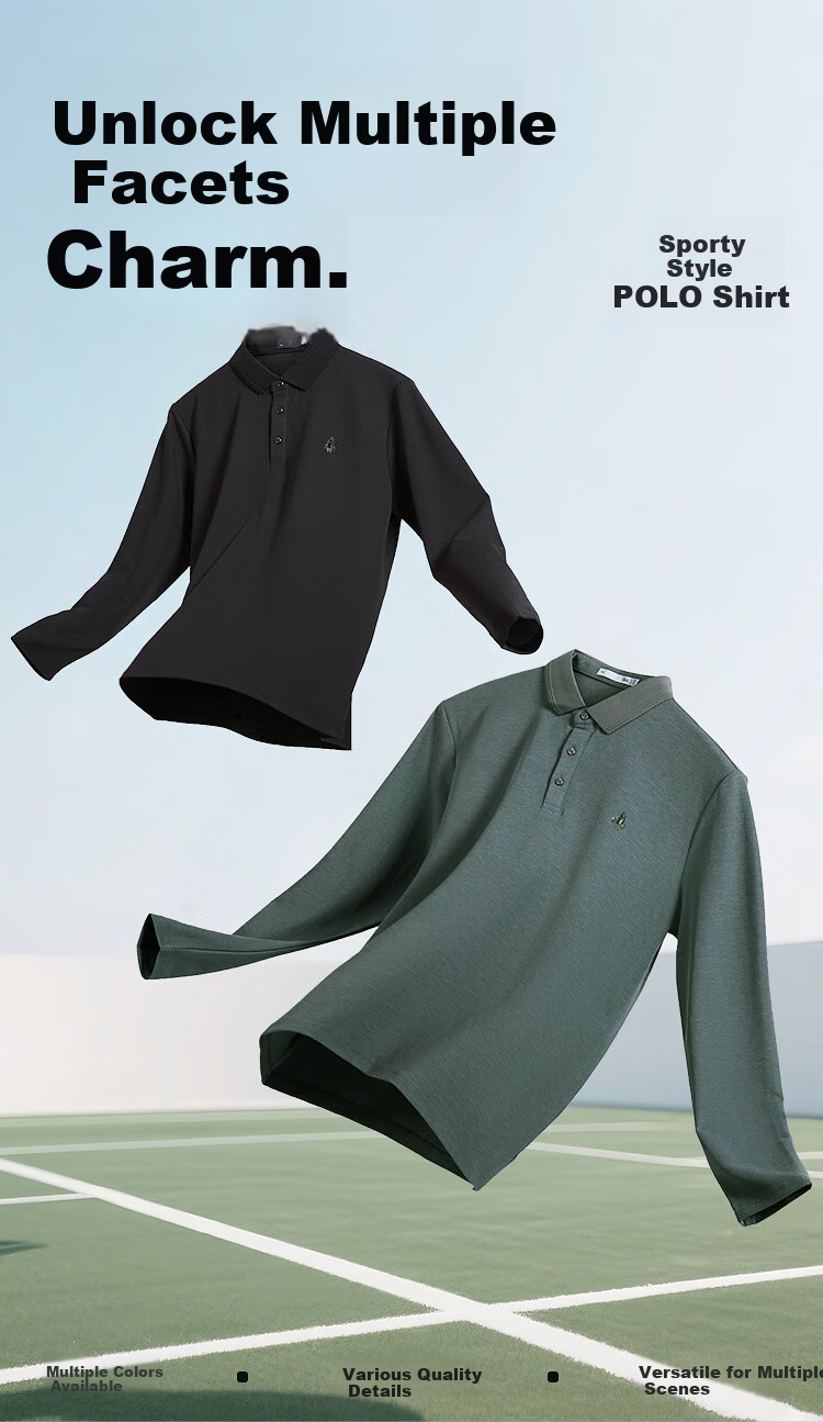 HLAHLA Men's Long Sleeve Polo Shirt Autumn Sports Rocket Base Shirt 1