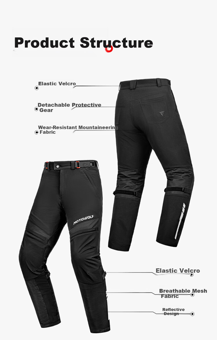 MOTOWOLF Summer Motorcycle Riding Pants Men Breathable Casual Biker Protective Riding Gear Four-Season Racing Pants 3