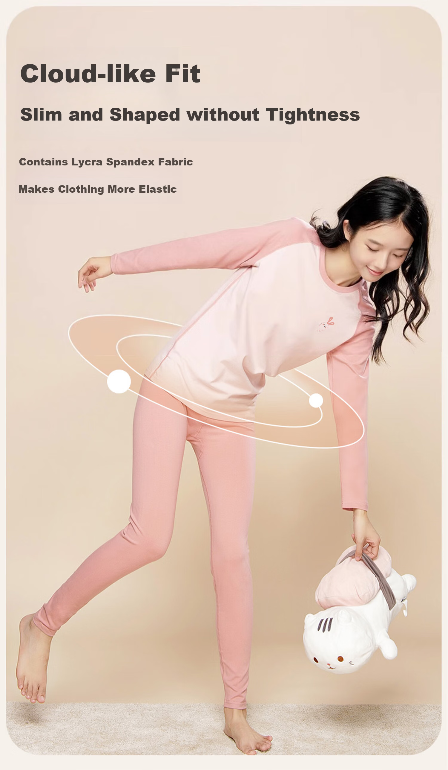 Dingguagua Girls' Pure Cotton Autumn Thermal Underwear Set for Middle and High School Students, Warm Cotton Knitwear for Teenagers 7