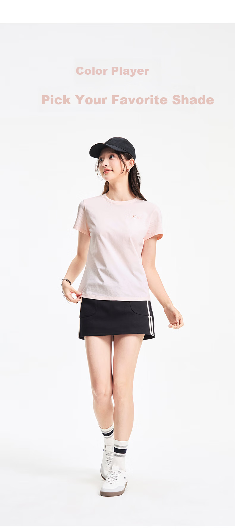Erke Women's Summer Short Sleeve T-Shirt, Round Neck Knitted Slim Fit Cotton Top 5