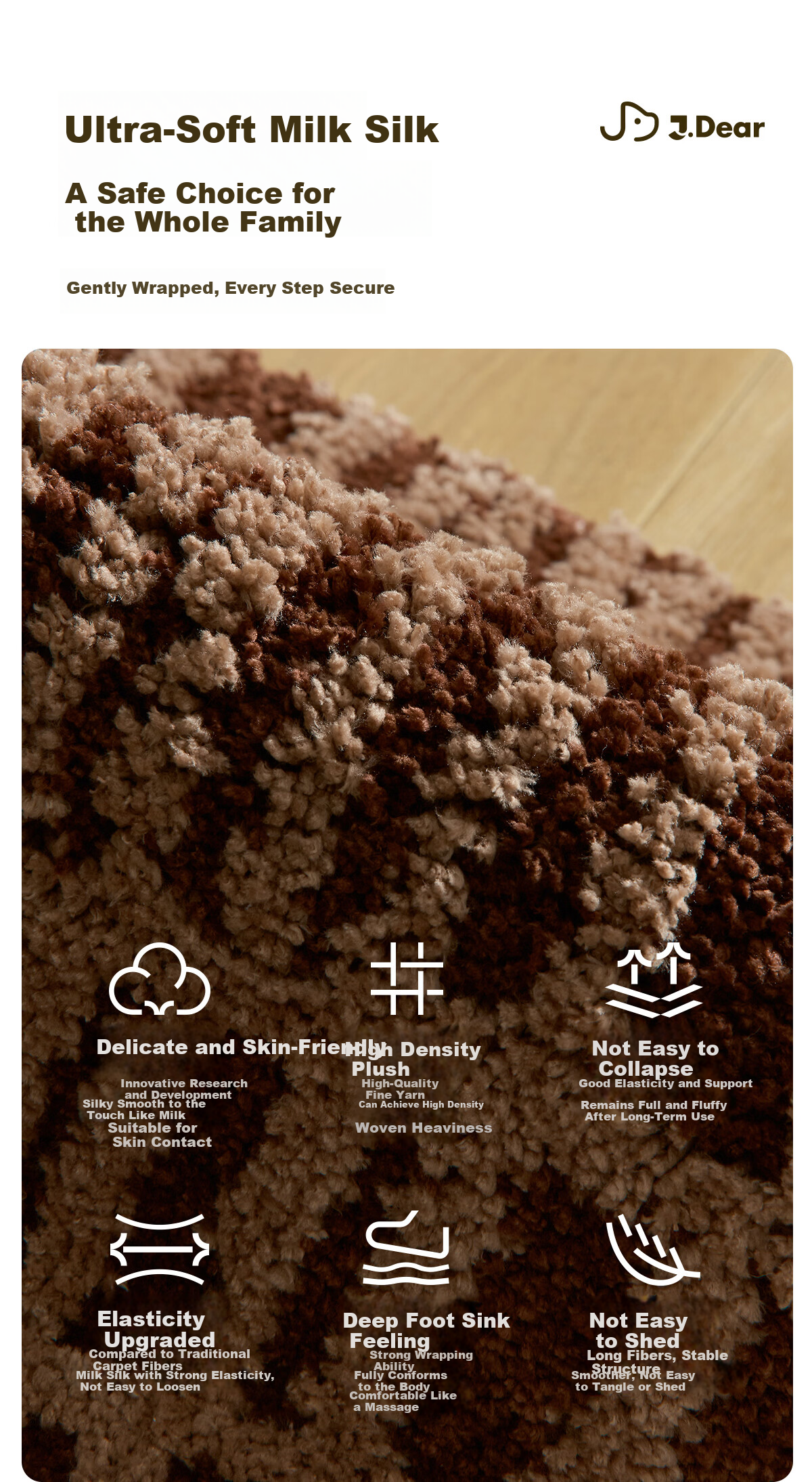 COMICOMI x JDear JD.com Co-branded Bathroom Water-Absorbent Non-Slip Floor Mat Flocked Shower Foot Mat 40*60cm 4