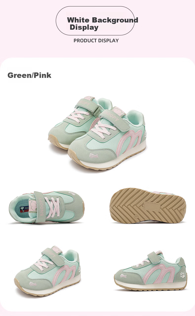 SNOOPY Girls Lightweight Sports Shoes 2026 Spring Children's German Training Shoes Boys Soft Sole Casual Shoes 0049 Pink Purple Size 35 8