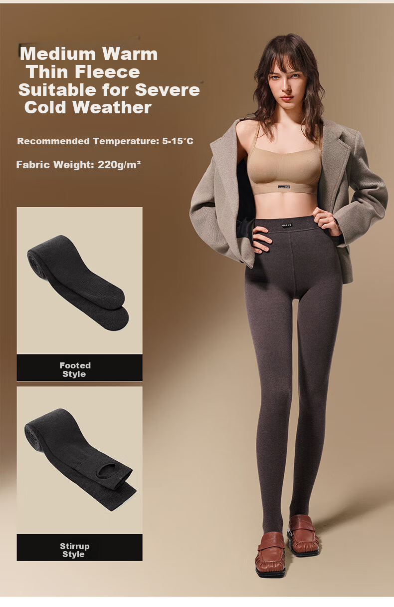 Herbal Original New Thermal Pants Outerwear Leggings Cold-Resistant Cotton Pants for Women Medium Gray Light Warm Footed L 13