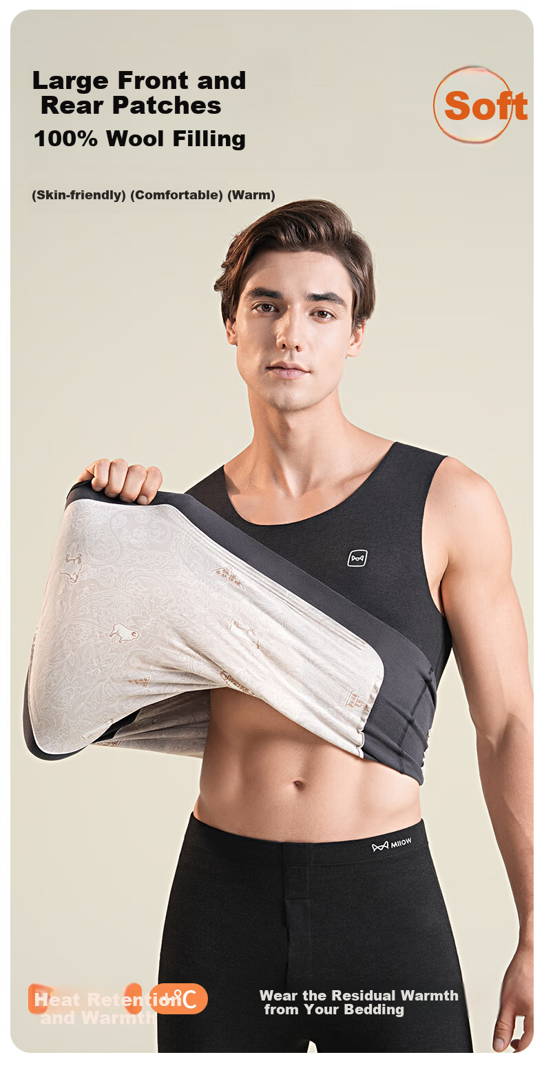 MiiOW Seamless Thermal Wool Waist Support Innerwear Fleece-Lined Thickened Vest Sleeveless Jacket Autumn Winter 1