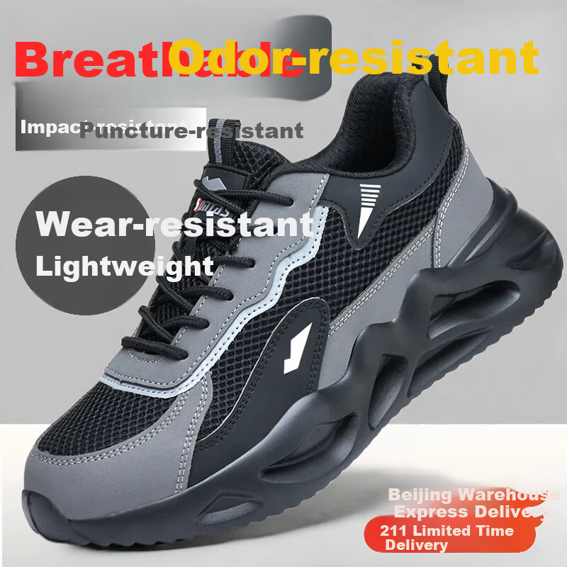 SONTAS Men's Summer Breathable Safety Shoes Anti-Smash Anti-Puncture Steel Plate Steel Toe Lightweight Work Construction Insulated Soft Sole Breathable Model - Anti-Smash Anti-Puncture Insulated 6kV S