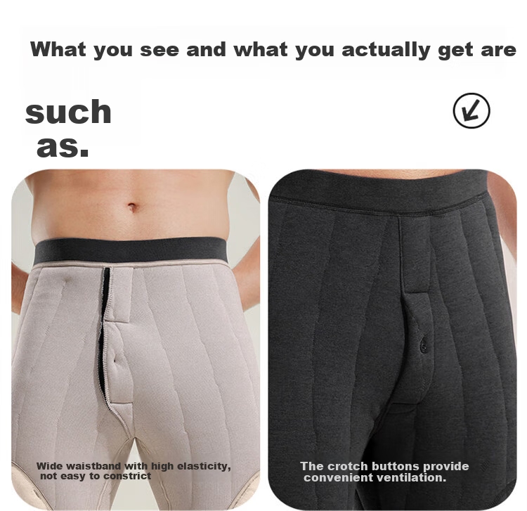 LangSha Men's Thermal Pants Wool Silk Autumn Winter Fleece Lined Thickened Knee Patch Plus Size Extra Thick Cotton Wool Pants 15
