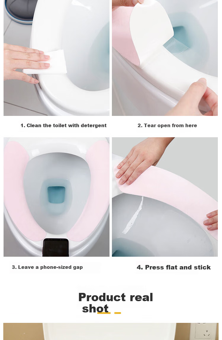 Yunjie Adhesive Toilet Seat Covers Washable Thickened Toilet Mats Home Use Toilet Seat Covers 6 Pairs (12 Pieces) 7