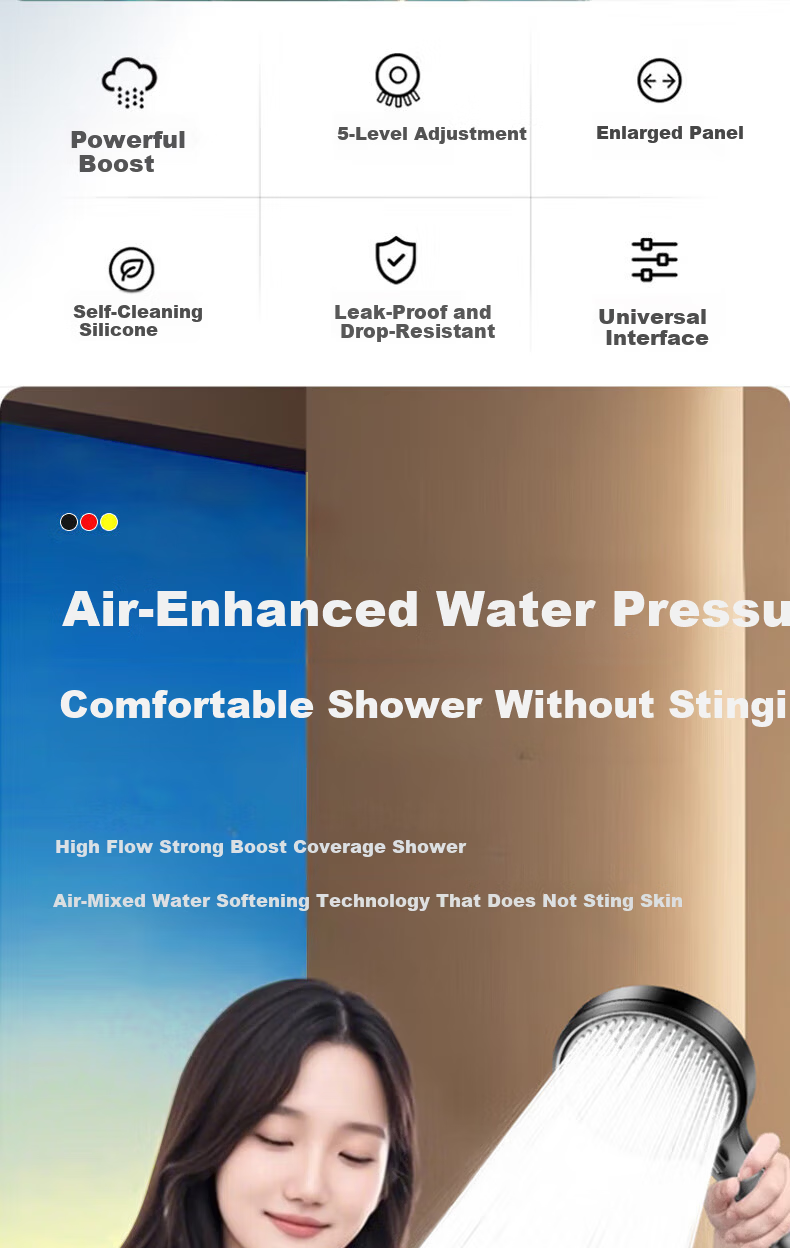 HOMK German Shower Head Bathroom Shower Head High Pressure Single Head Shower Sprayer 5