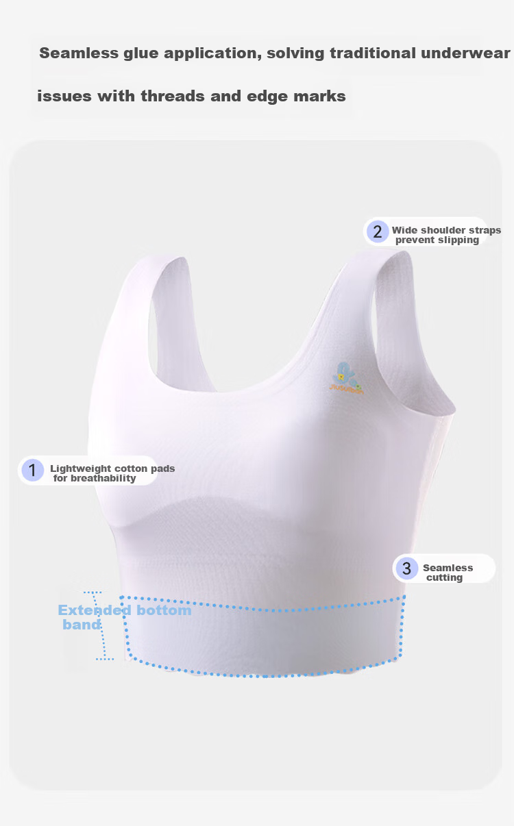 Jiusuiban Children's Underwear, Girls' Developmental Bra for Ages 8-10, Thin Modal Mid-Length Invisible Vest for Young Girls 5