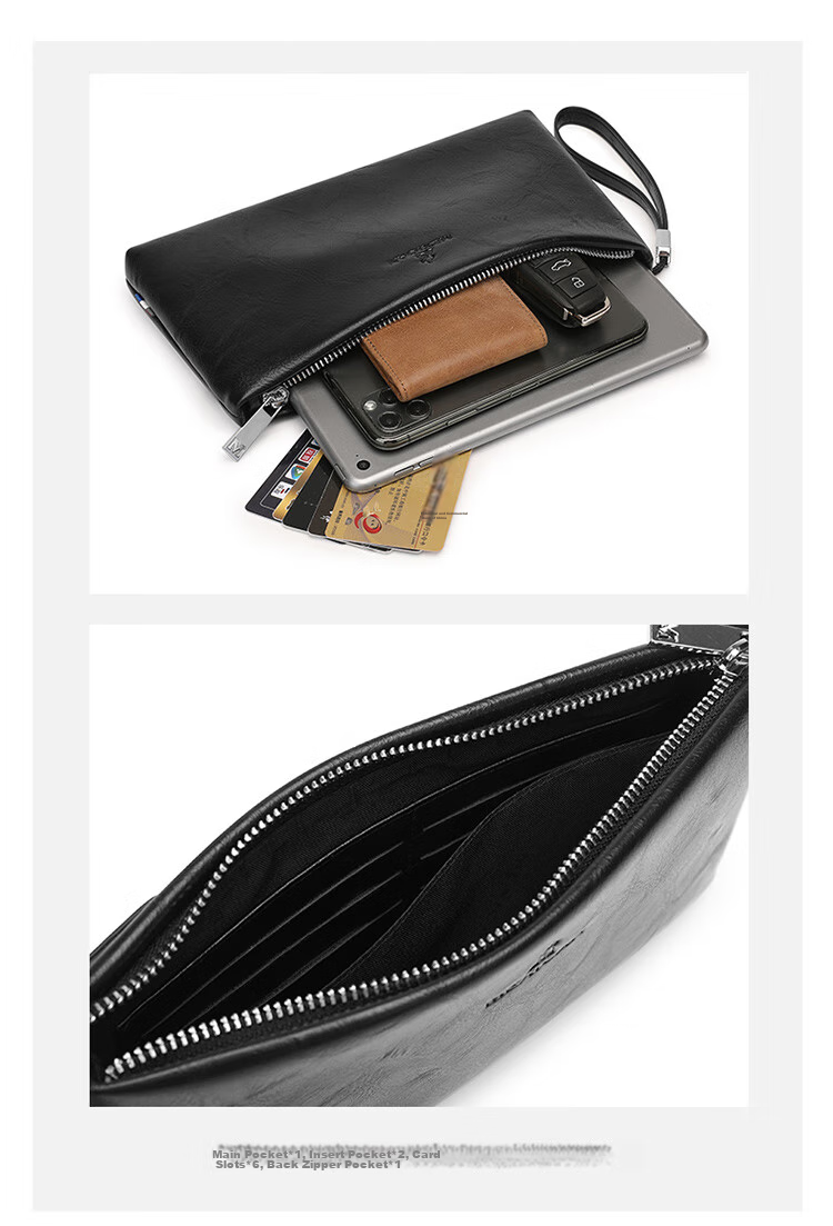 MEXICAN Men's Clutch, Large Capacity Handbag, Multi-Card Envelope Bag, Zipper Clutch, Handheld Wallet, Birthday Gift 8