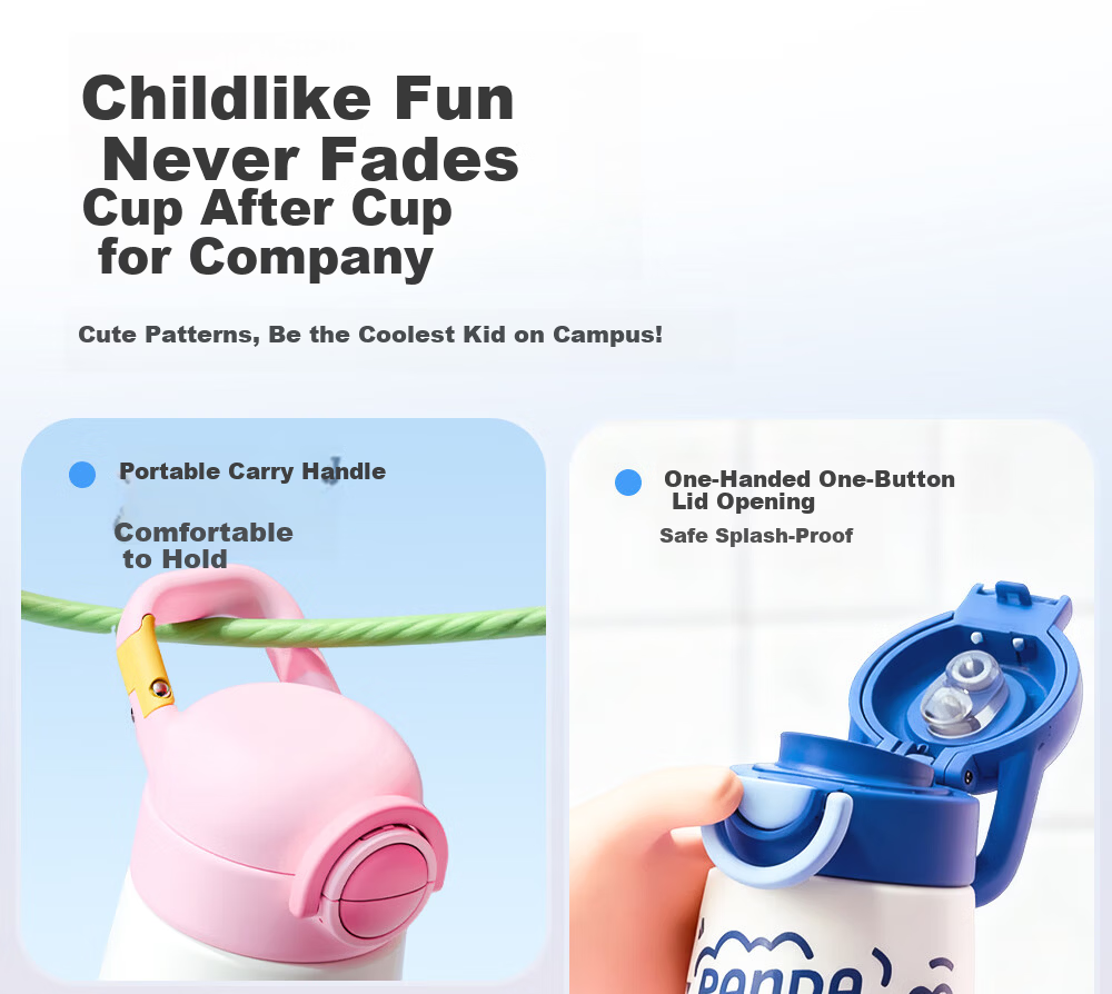 FGA Fugang Children's Insulated Bottle 316L Stainless Steel Large Capacity Straw Cup for Boys and Girls Students School Use 3