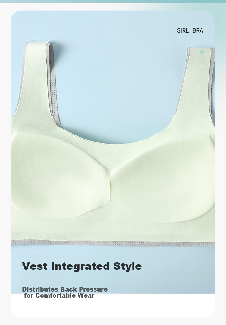 Bingxue Kapok Girls' Developmental Sports Anti-Shock Antibacterial Bra Vest for Children and Teenagers Ages 12-18, Middle and High School Students 8