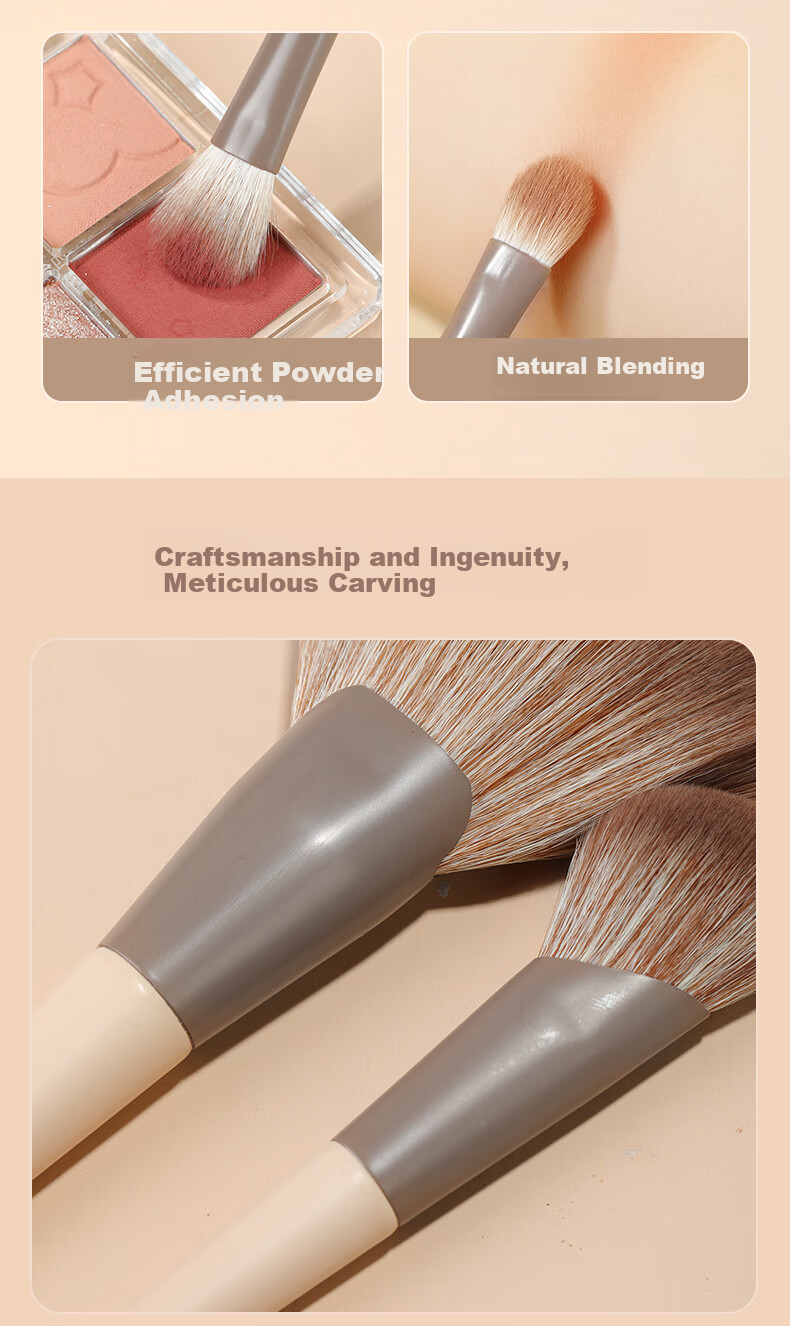 MSQ 15-Piece Milk Coffee Upgraded Animal Hair Professional Makeup Brush Set Loose Powder Brush Foundation Brush Eyeshadow Brush Holiday Gift 5