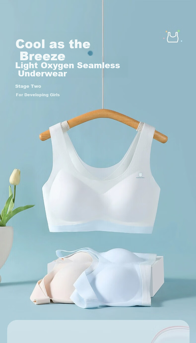 Urban Beauty 2-Piece Spring Summer Girls' Seamless Sports Bra Vest for Teens and Adolescents 1