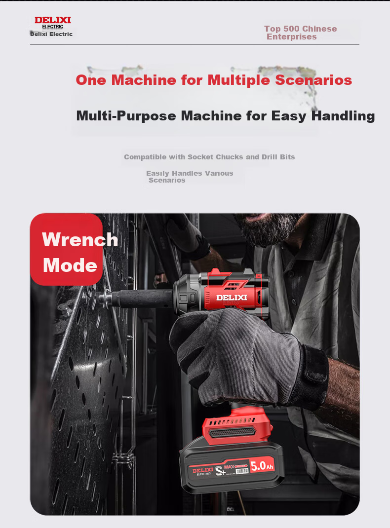 DELIXI ELECTRIC Brushless Impact Electric Wrench High Torque Cordless Lithium Battery Power Tool Rechargeable Air Gun 4.0Ah 11