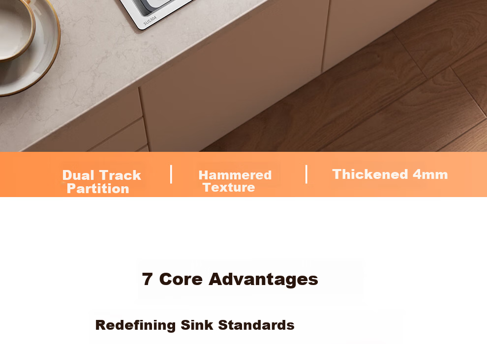 Arrow Brand Baibao Basin Large Single Sink 4MM Thickened Kitchen Vegetable Washing Basin Household 304 Stainless Steel Double Rail Debris Collection Sink 8
