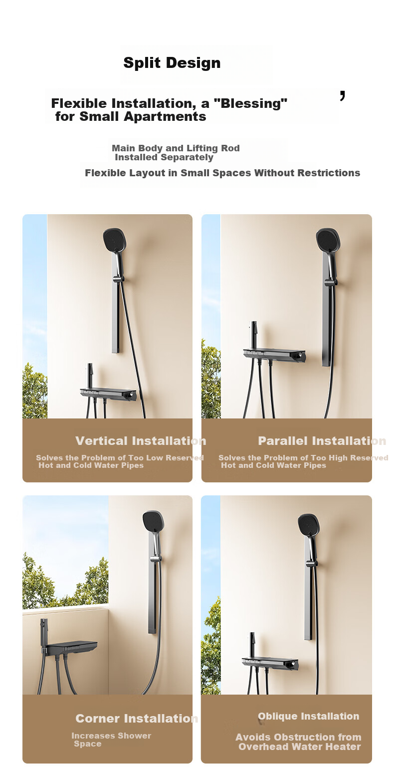 HEGII Shower Head D40 Light Version, Piano Key Storage, Compact Bathroom Shower Head Set HMF938-21 8