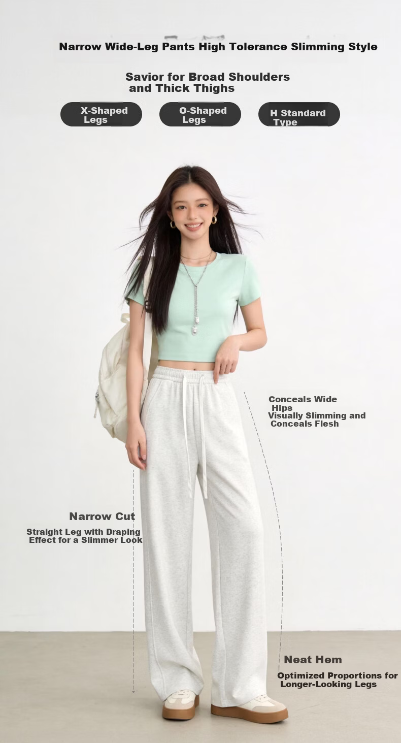 Xiangyi Lover 3D Curved Blade 26 Spring New Narrow Version Banana Wide-Leg Pants Straight-Leg Women's Sweatpants Casual Sports Pants 4