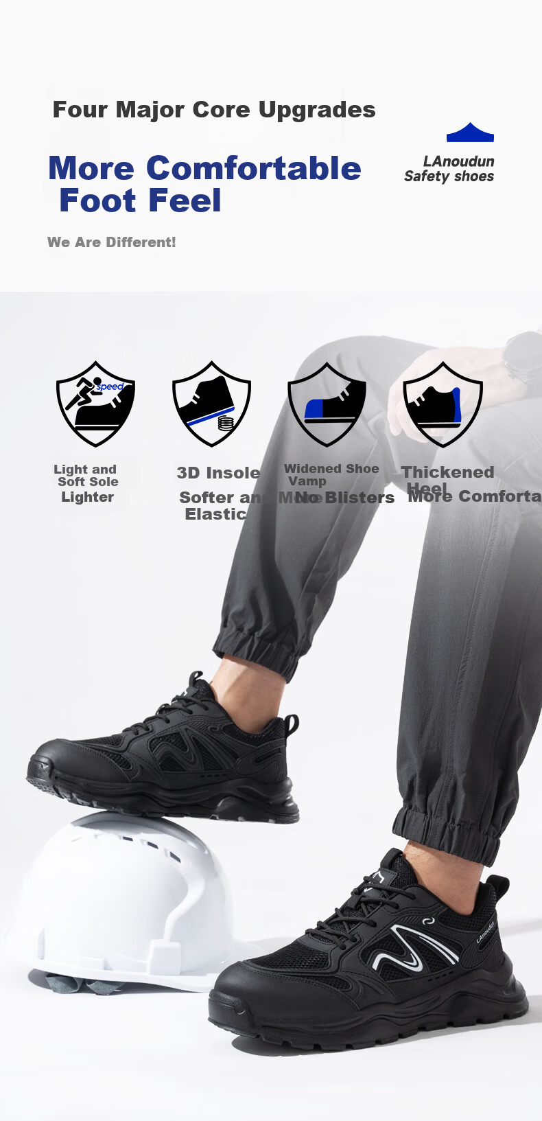 BlueOwl Shield Men's Summer Breathable Lightweight Anti-Smash Steel Toe Anti-Puncture Soft Sole Safety Work Construction Shoes D271 Size 38 3