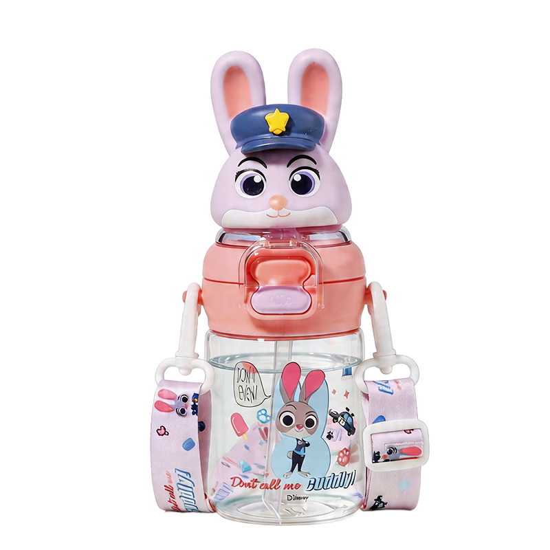 Disney Kids Water Bottle with Straw High-Temperature Resistant Plastic Portable Summer Drinking Cup for Boys and Girls Elementary Students