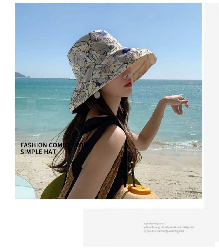 Xueqiman Double-Sided Sunshade Fisherman Hat for Women, UV Protection, Spring and Summer Outdoor Travel, Face-Covering Wide Brim, Foldable Sun Hat 8