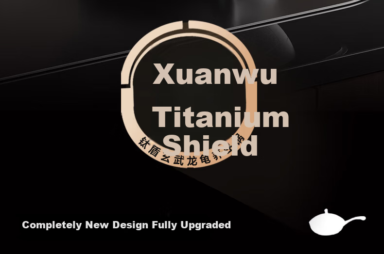OLODE [Xuanwu Titanium Shield] Non-Stick Frying Pan Household Stir-Fry Pan Titanium Rock Cast Dragon Turtle Pan Compatible with All Stoves Low Oil Smoke 4