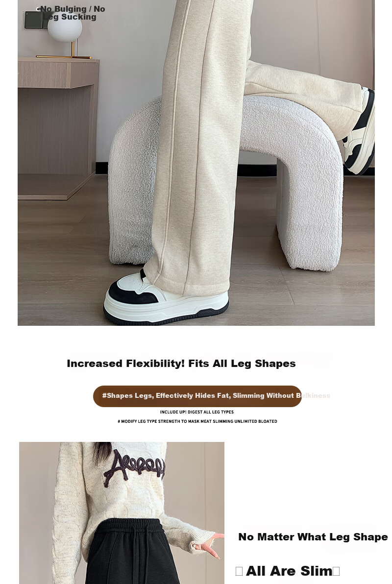 Free Style Wide-Leg Pants for Women Autumn Winter Fleece Lined New High Waist Slimming Loose Draped Banana Straight Narrow Wool Casual Trousers 8
