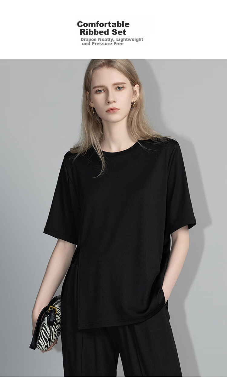 Demana Lazy Wear Set Spring Summer Round Neck T-Shirt and Casual Pants Two-Piece Set for Women Fashion 3