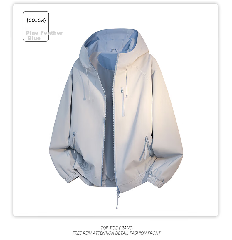 MEDE American Workwear Men's Spring Autumn Loose Casual Hooded Jacket Wood Indigo 3XL 6