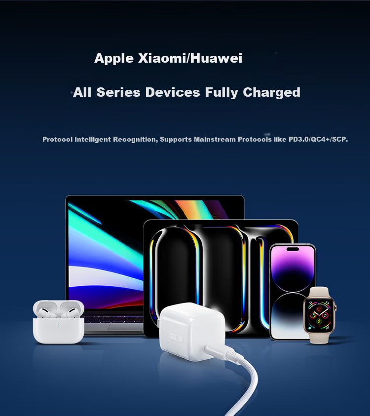 BULL [Ice-Cool Temperature Control Technology] 30W Ice Cube Apple Charger, Gallium Nitride Type-C Fast Charging Head 20Wpd, Suitable for Full Self-Stop Plug-I 10