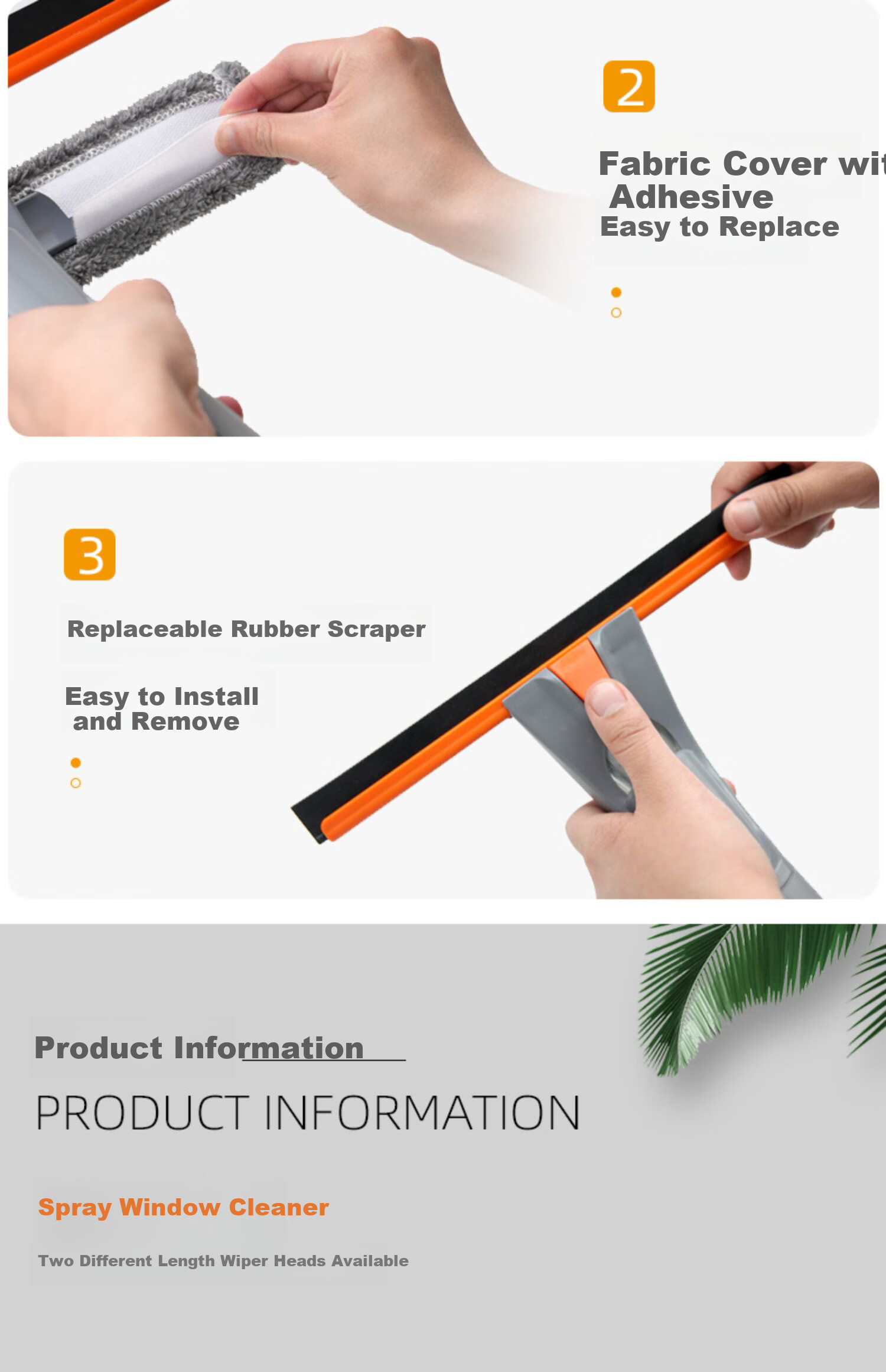 Yisida Glass Cleaning Tool Spray Window Wiper Aluminum Alloy 1.75m with 35cm Cloth Household Cleaning Window Scraper Brush 14