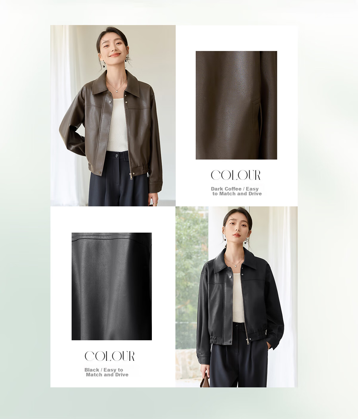 Chushen Melard Women's Short Jacket American Retro PU Leather Jacket S51D005 2