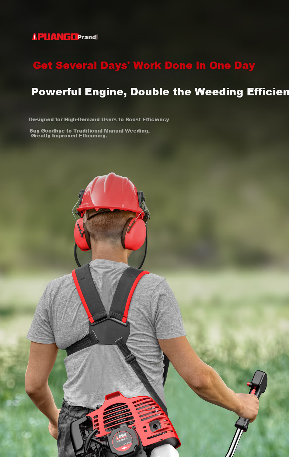 PUANGD Gasoline High-Power Side-Mounted Brush Cutter Multifunctional Weeding and Tilling Machine Agricultural Grass Trimmer 9