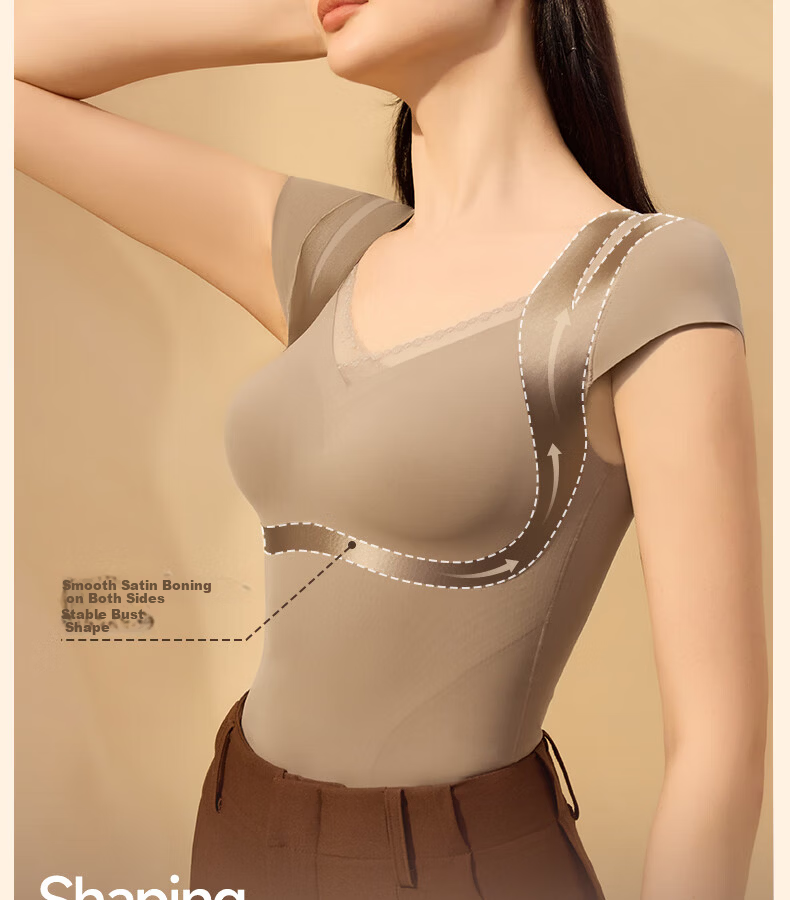 GRACEWELL Shaping Thermal Body Shaping Vest Abdomen Control Push-Up Bra-Free Brushed Anti-Static Mocha Brown M 8